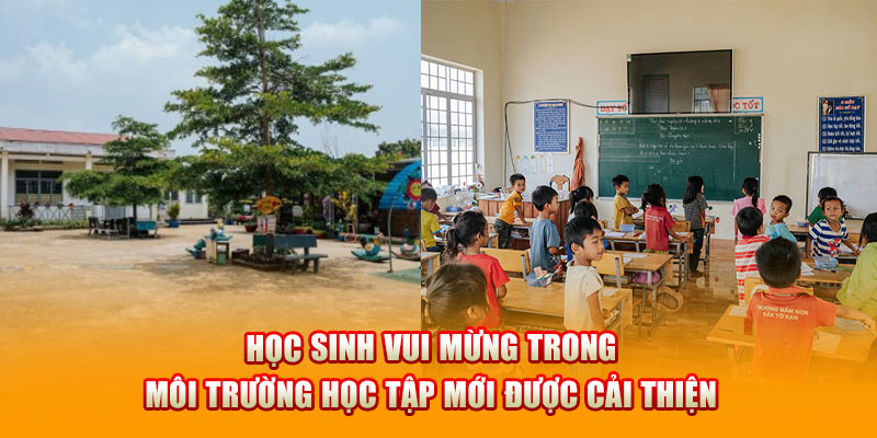 Học sinh vui mừng trong môi trường học tập mới được cải thiện