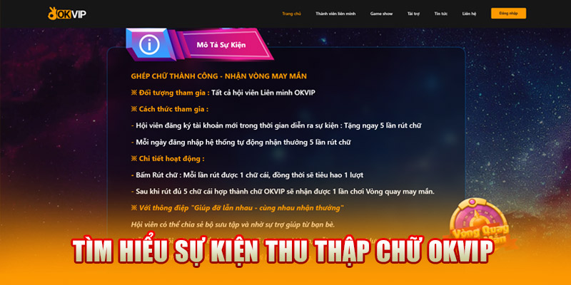 Tìm hiểu sự kiện thu thập chữ OKVIP