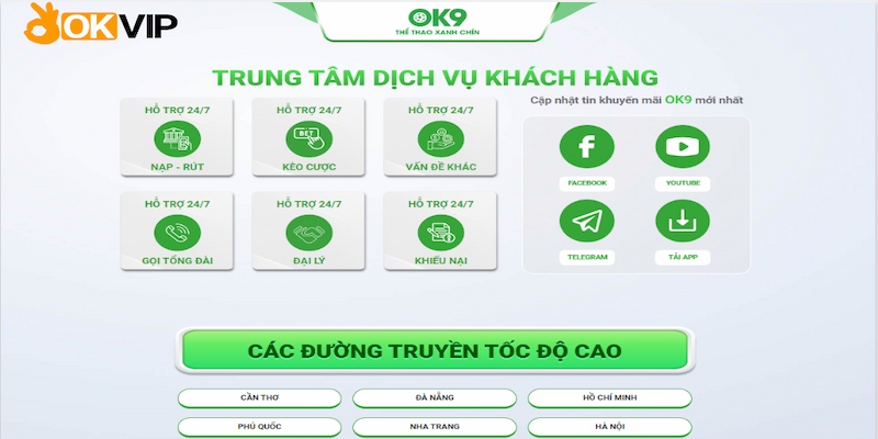 Đội ngũ cskh tại OK9 hoạt động xuyên suốt